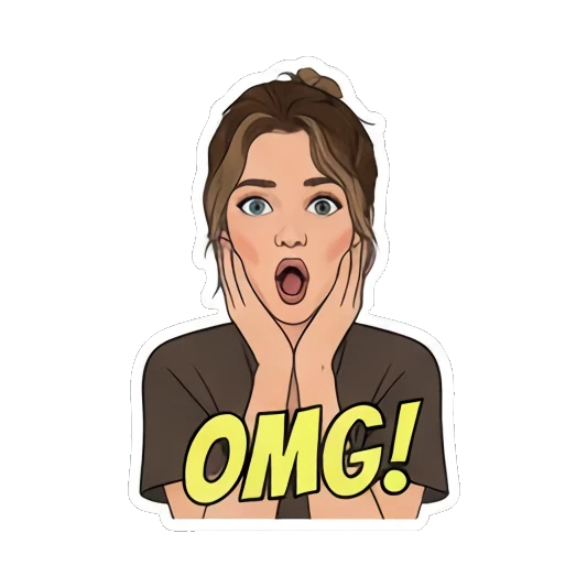 Surprised 'OMG!' expression Young Woman's Expression Pack sticker for expressive chats and social replies.
