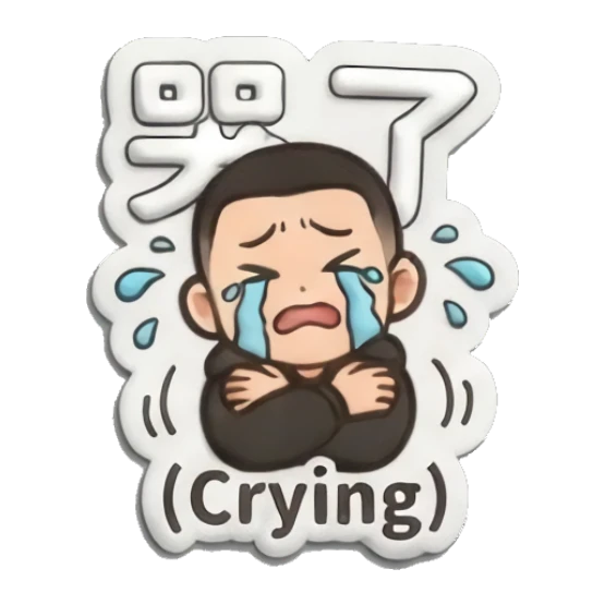 Sad boy crying with tears streaming down. Little Boy Daily Vibes sticker for expressive chats and social replies.