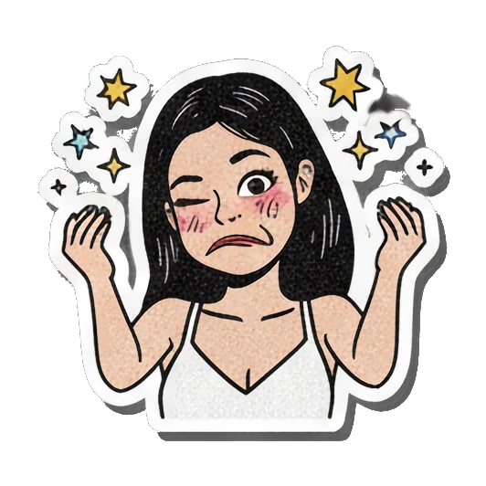 Girl winking with stars around head, text WINK Retro Comic Girl Expressions sticker for expressive chats and social replies.