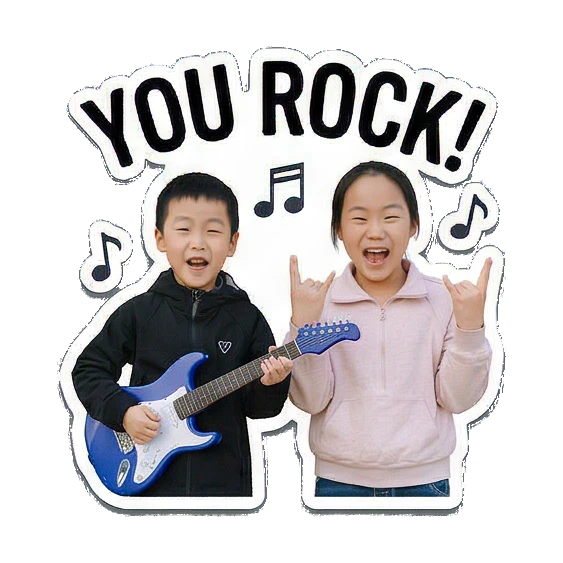 弹奏吉他摇滚 New Year Kids Duo sticker for expressive chats and social replies.