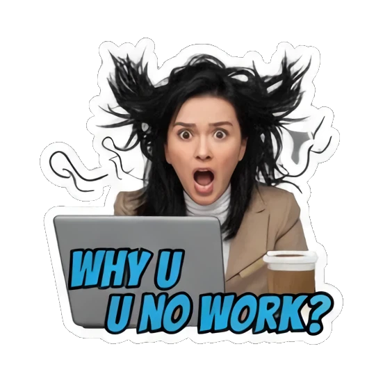 抓狂的电脑工作状态 Grumpy Workaholic Life sticker for expressive chats and social replies.