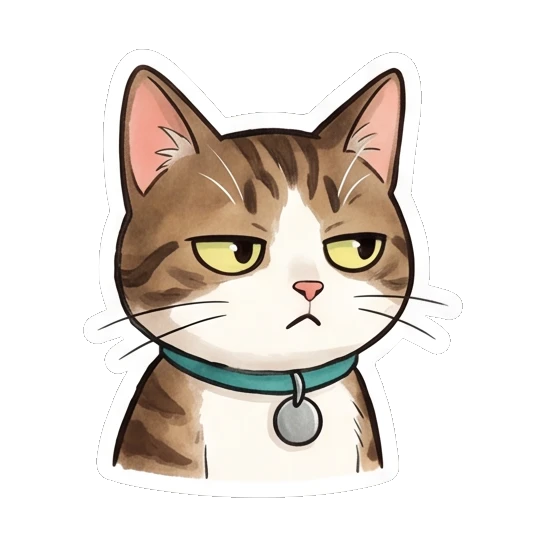 Tabby cat looking annoyed with a grumpy expression Tabby Cat Daily Life sticker for expressive chats and social replies.