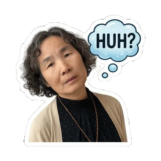 Mother confused Cheerful Grandma Daily Life sticker for expressive chats and social replies.