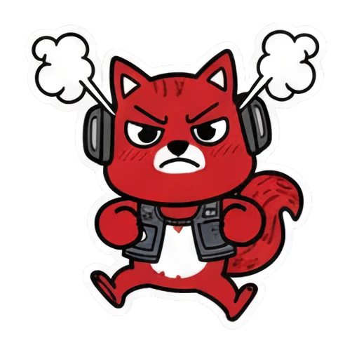 愤怒冒烟 Red Squirrel Rocker sticker for expressive chats and social replies.