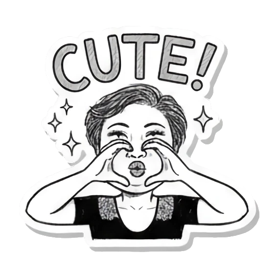 妈妈比心CUTE Auntie's Daily Moods sticker for expressive chats and social replies.
