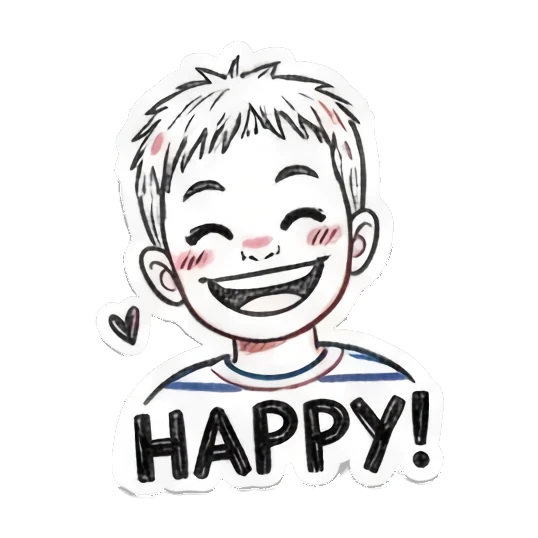 男孩开心大笑 Boy's Doodle Diary sticker for expressive chats and social replies.
