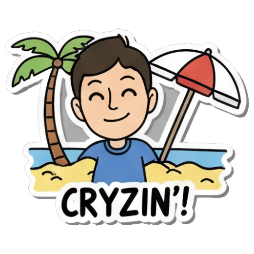 relaxing under palm tree Summer Boy Adventures sticker for expressive chats and social replies.