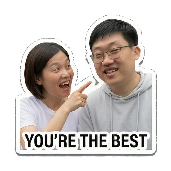 woman pointing at man Sweet Couple Moments sticker for expressive chats and social replies.