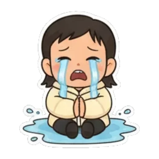 伤心大哭泪流成河 Chibi Expressive Stickers sticker for expressive chats and social replies.