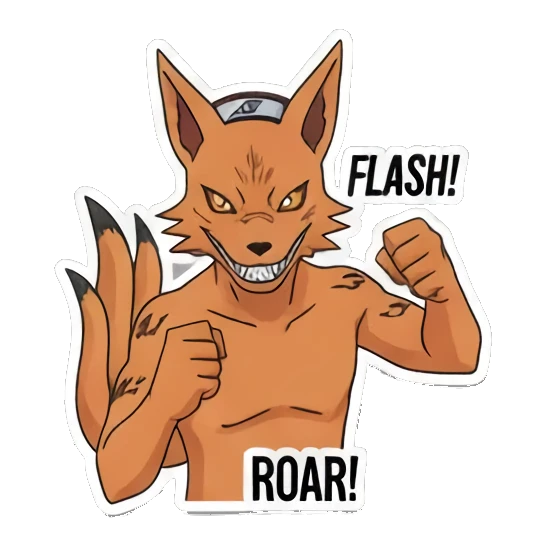 Fox spirit roaring Ninja World Expressions sticker for expressive chats and social replies.
