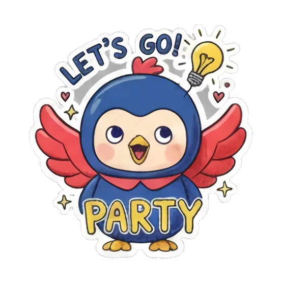 参加派对的小鸟 Blue Birdie Moods sticker for expressive chats and social replies.