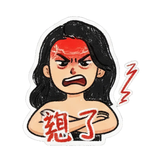Girl looking furious with red face and angry aura Charming Girl Daily Doodles sticker for expressive chats and social replies.