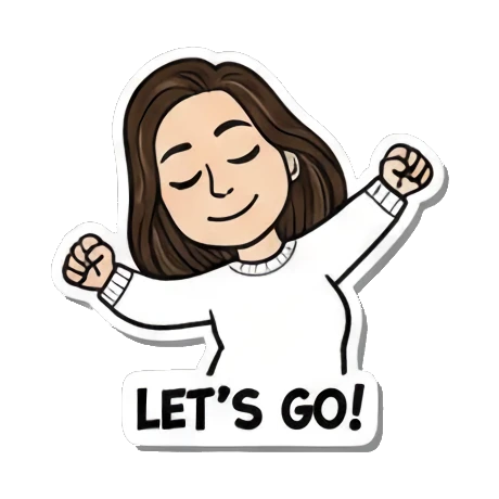 兴奋女孩说Let's Go Cartoon Girl Expressions sticker for expressive chats and social replies.