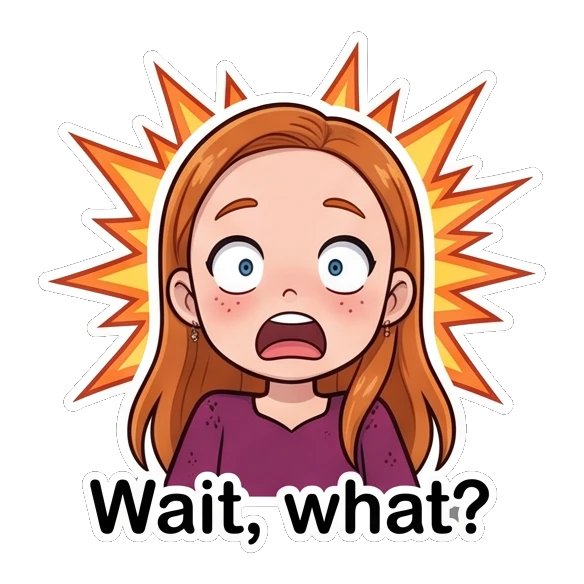 Ginger girl looking shocked with wide eyes and a surprised expression Ginger Girl Daily Life sticker for expressive chats and social replies.