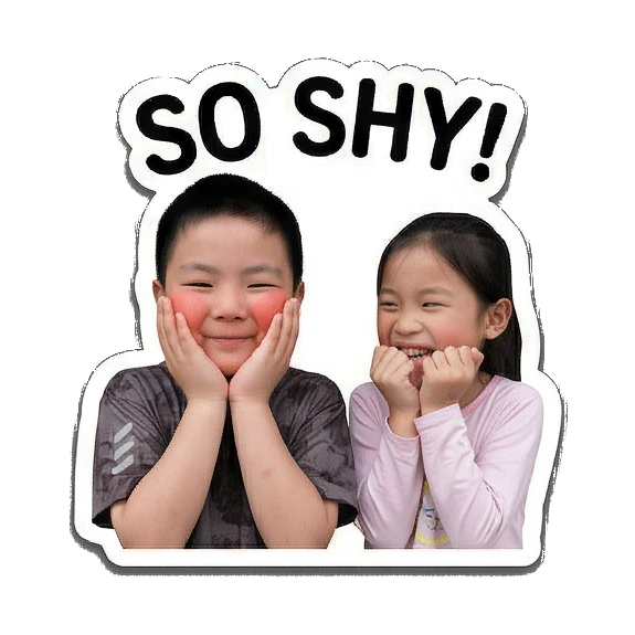 两人害羞脸红 Siblings Daily Vibes sticker for expressive chats and social replies.