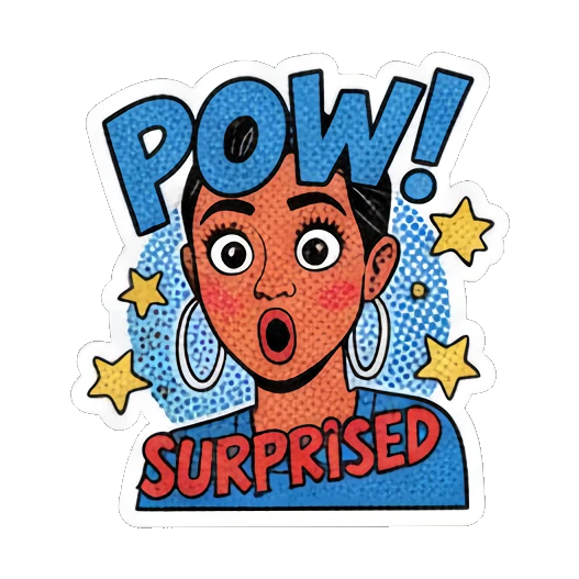 惊讶的女孩张大嘴 Retro Pop Girl Expressions sticker for expressive chats and social replies.