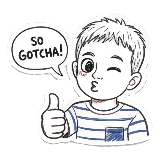 男孩比赞眨眼 Boy's Doodle Diary sticker for expressive chats and social replies.