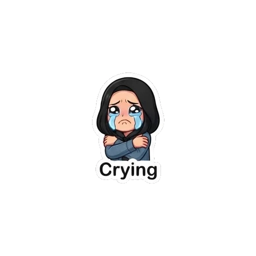 Sad girl crying with arms crossed Cool Girl Daily Vibes sticker for expressive chats and social replies.