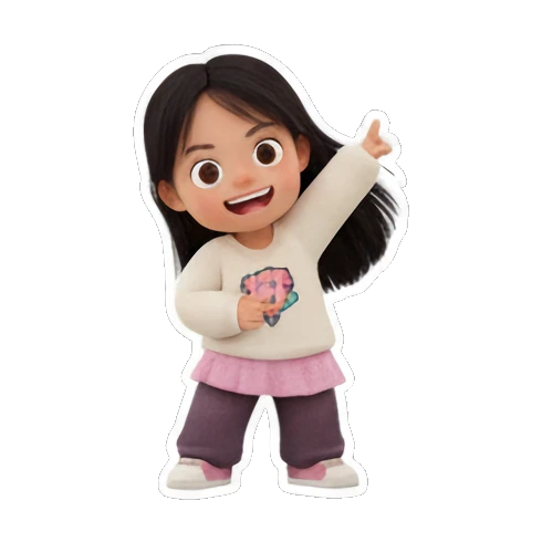 女孩搞怪动作 Little Dancer Joy sticker for expressive chats and social replies.