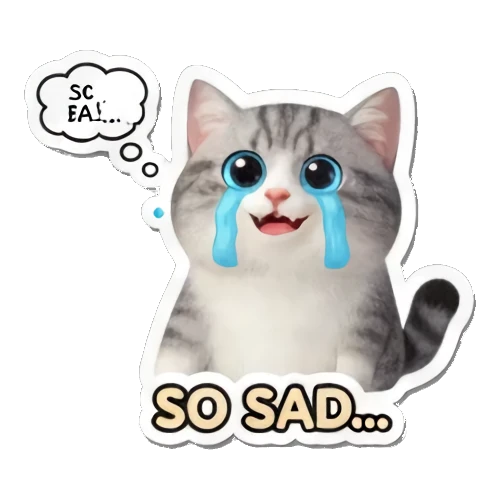 流泪哭泣的委屈猫 Whimsical Tabby Adventures sticker for expressive chats and social replies.
