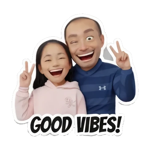 父女开心比耶 Dad and Daughter Adventures sticker for expressive chats and social replies.