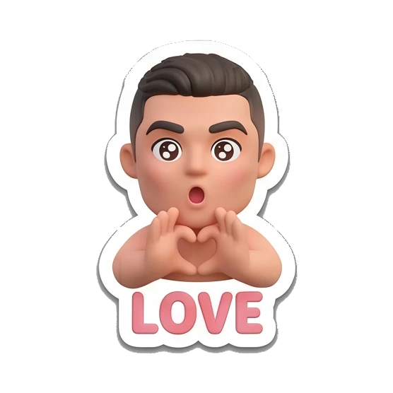 Boy making heart shape with hands and LOVE text Summer Vibes Boy sticker for expressive chats and social replies.