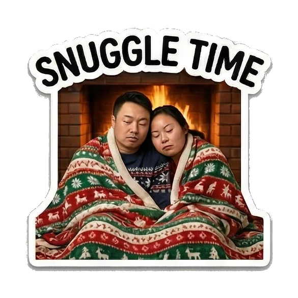 Couple holding Grinch mask Christmas Couple Adventures sticker for expressive chats and social replies.
