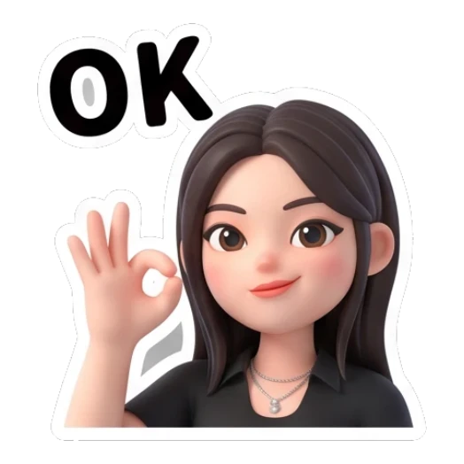 Girl making OK gesture with confident smile Modern Girl Daily Expressions sticker for expressive chats and social replies.