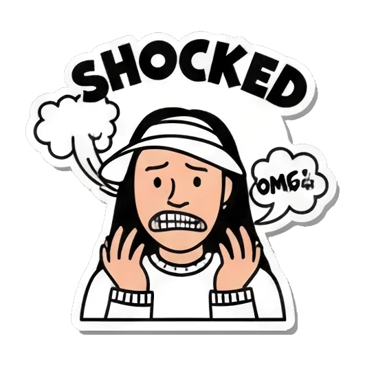 女孩震惊SHOCKED Visor Girl's Expressive World sticker for expressive chats and social replies.