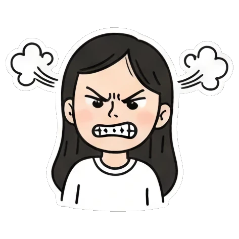 愤怒冒烟的表情 Daily Doodle Girl sticker for expressive chats and social replies.