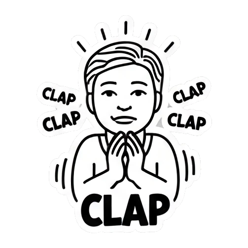 双手拍手动作 Keith Haring Style Boy sticker for expressive chats and social replies.