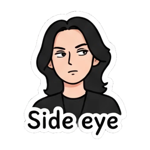 Skeptical girl giving a side-eye look. Cool Rocker Girl Daily Life sticker for expressive chats and social replies.
