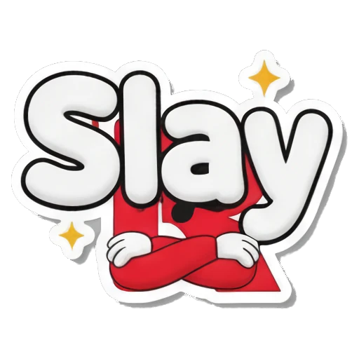 Letter R looking confident with crossed arms and text Slay Red Letter R Adventures sticker for expressive chats and social replies.
