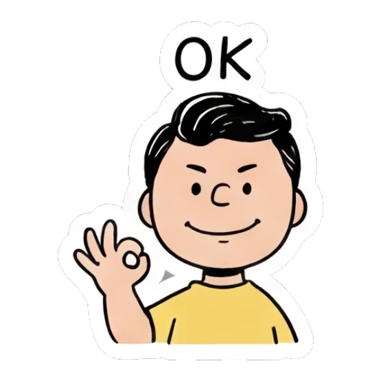 Boy making an OK hand gesture with a confident smile. Daily Life of a Cartoon Boy sticker for expressive chats and social replies.