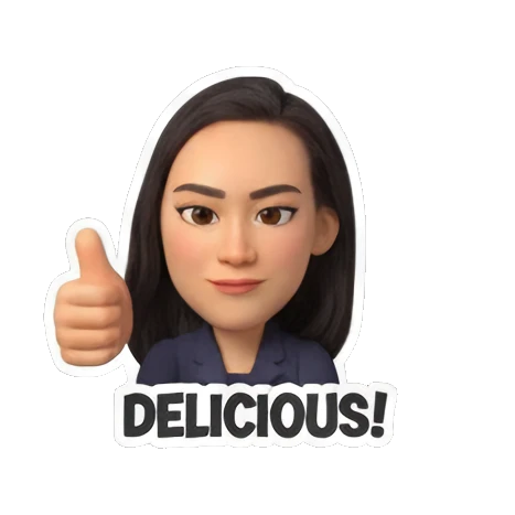 Girl giving double thumbs up with delicious text Sushi Lover Girl sticker for expressive chats and social replies.