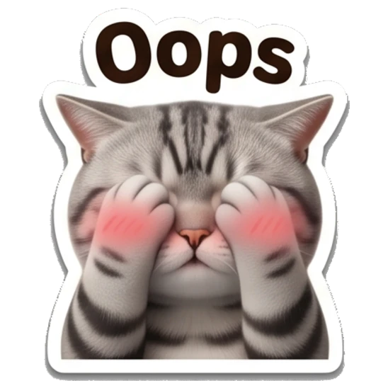 Embarrassed tabby cat covering eyes with Oops text Tabby Cat Daily Expressions sticker for expressive chats and social replies.
