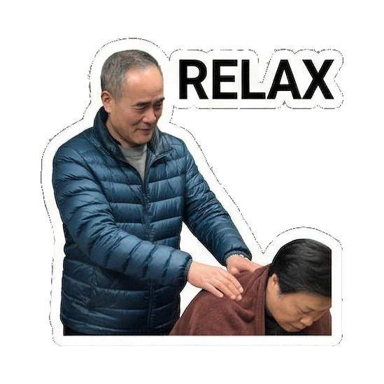 爷爷给奶奶按摩 Sweet Senior Duo sticker for expressive chats and social replies.