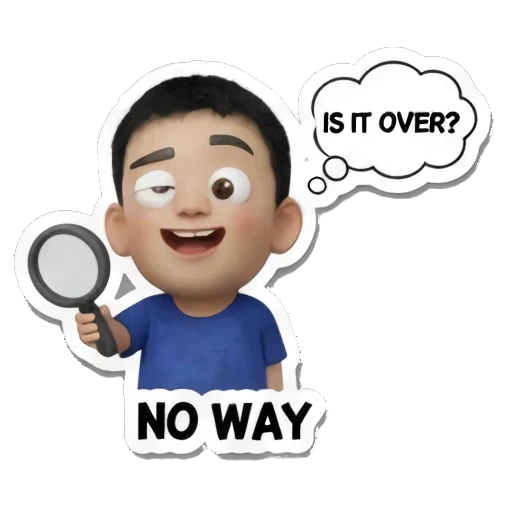 男孩拿着放大镜表示困惑 Daily Life of a Chill Boy sticker for expressive chats and social replies.
