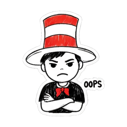 男孩尴尬表情OOPS Doodle Hat Boy sticker for expressive chats and social replies.