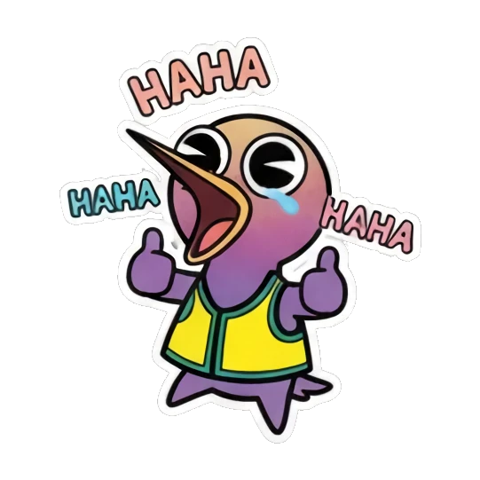 小鸟大笑流泪，周围有HAHA文字，表示爆笑 Funny Bird Daily Life sticker for expressive chats and social replies.