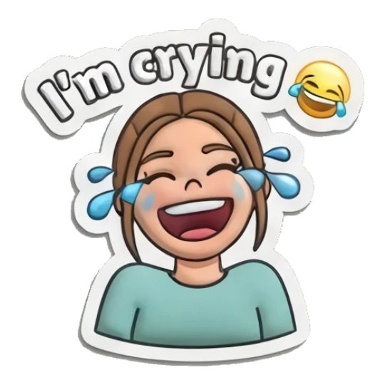 Girl laughing with tears of joy Puffy Girl Daily Life sticker for expressive chats and social replies.