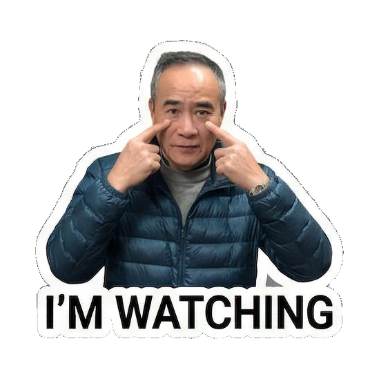 爷爷盯着看 Sweet Senior Duo sticker for expressive chats and social replies.