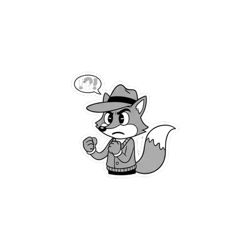 Detective fox looking angry and determined with a clenched fist Vintage Detective Fox sticker for expressive chats and social replies.