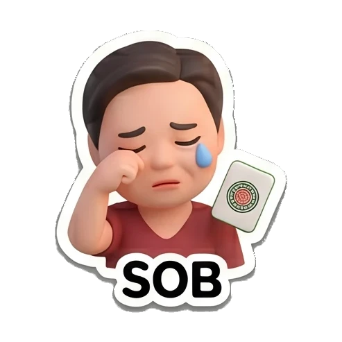 伤心流泪的麻将玩家 Mahjong Master Daily sticker for expressive chats and social replies.