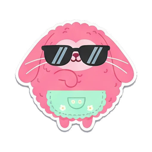 戴墨镜很酷 Pink Fluffy Buddy sticker for expressive chats and social replies.