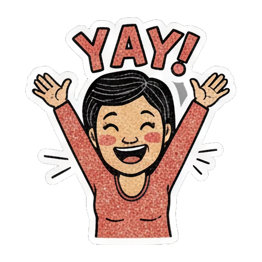 妈妈举手欢呼耶 Cheerful Mom Daily Life sticker for expressive chats and social replies.