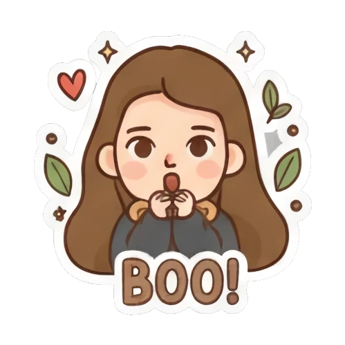 Girl saying boo Girl's Daily Moods sticker for expressive chats and social replies.