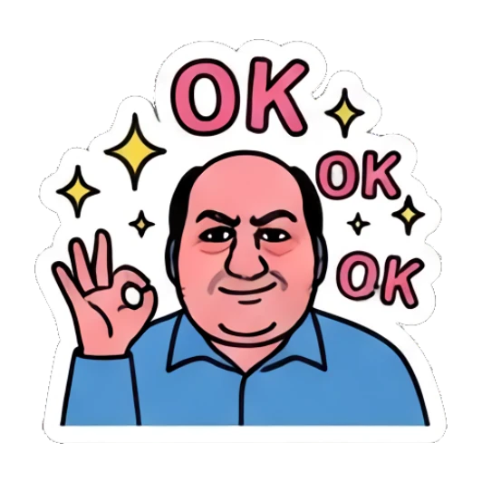 Middle-aged man making an OK gesture with text OK Office Guy Daily Vibes sticker for expressive chats and social replies.