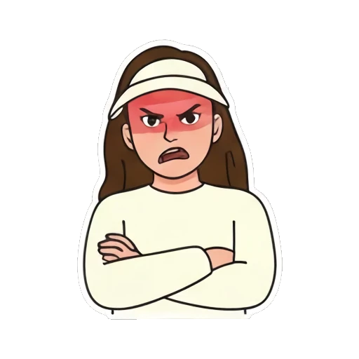 Angry woman with crossed arms Visor Girl Expressions sticker for expressive chats and social replies.