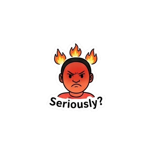 Young girl looking angry with flames above her head. Vibrant Daily Expressions sticker for expressive chats and social replies.